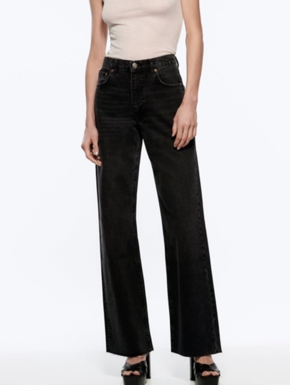 NWOT WOMEN'S ZARA BLACK GREY JEANS PANTS SZ 4 $49